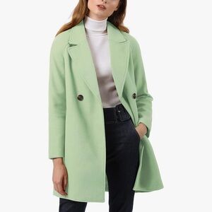 Mint Green Double-Breasted Women's Coat by Allegra K